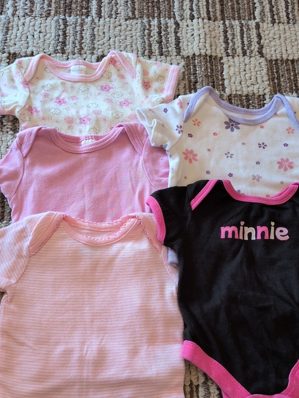 5 Baby Girls Pink, Black & Purple  Bodysuit/Onsie Bundle
